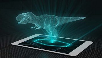 T-rex game projection futuristic holographic display hologram te