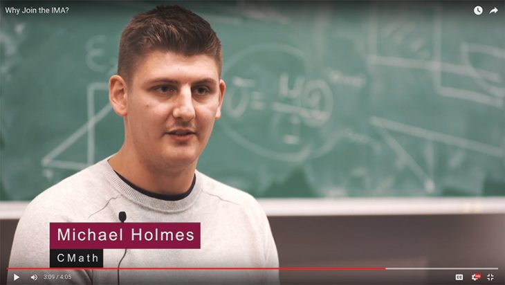 IMAmaths YouTube video encouraging people to join the Institute